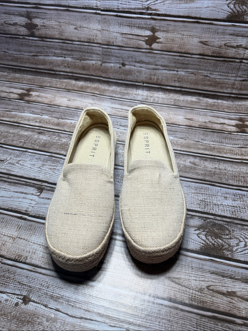 Esprit Cream Canvas Slip-On Espadrilles